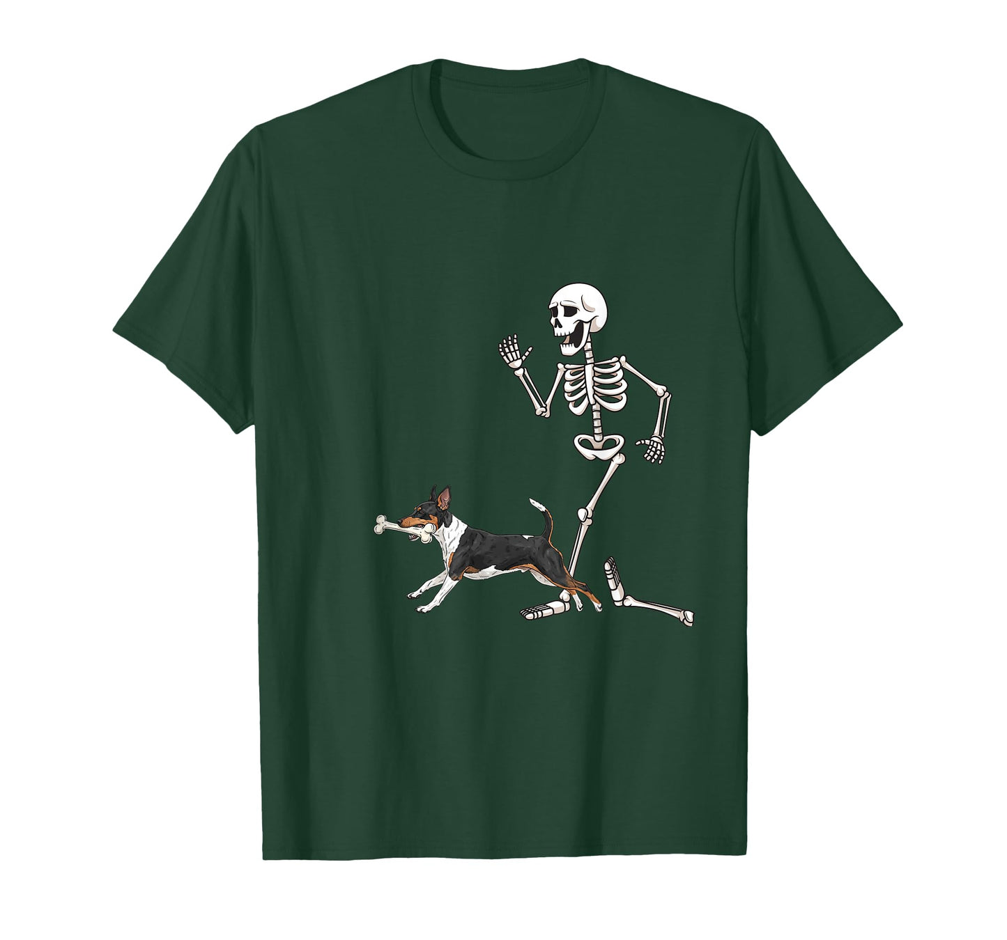 Funny Halloween Rat Terrier and Skeleton T-Shirt