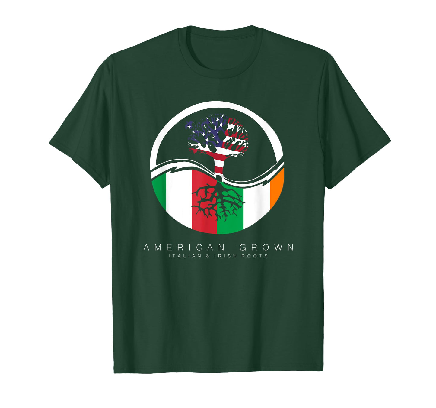 Italian Irish Roots - American Grown with Flag T-Shirt