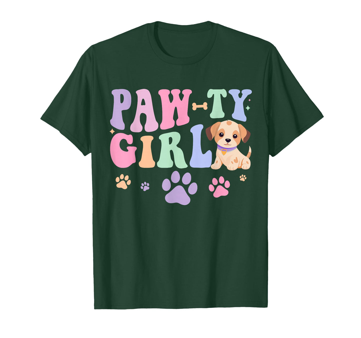 Let's Pawty Girl Birthday Dog Puppy Party Girl Kids Birthday T-Shirt