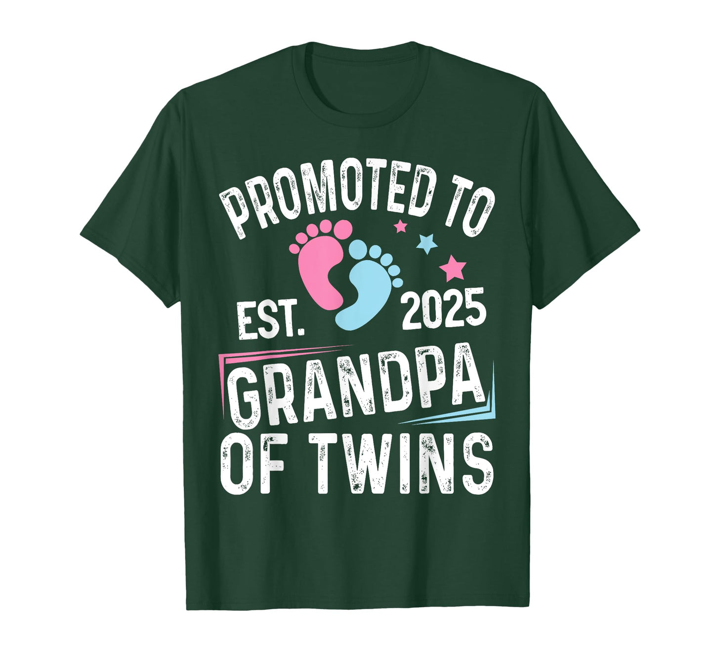 Promoted To Grandpa Of Twins Est 2025 Baby Shower T-Shirt