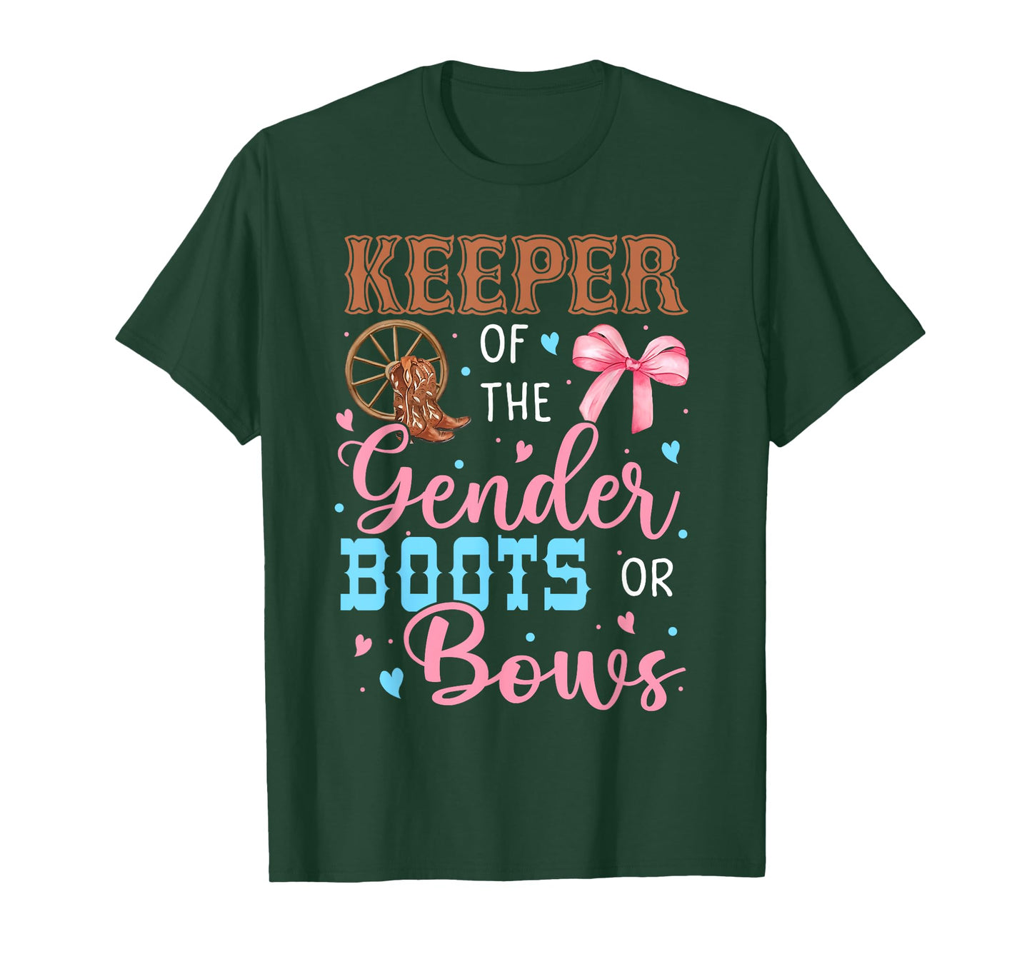 Boots or Bows Funny Keeper of Gender Baby Reveal Party T-Shirt