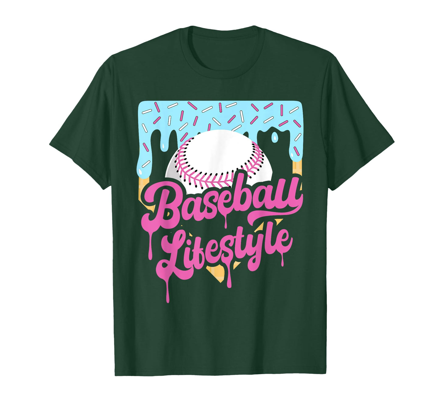 Baseball Lifestyle Home Plate Ice Cream Drip Men Boys Youth T-Shirt