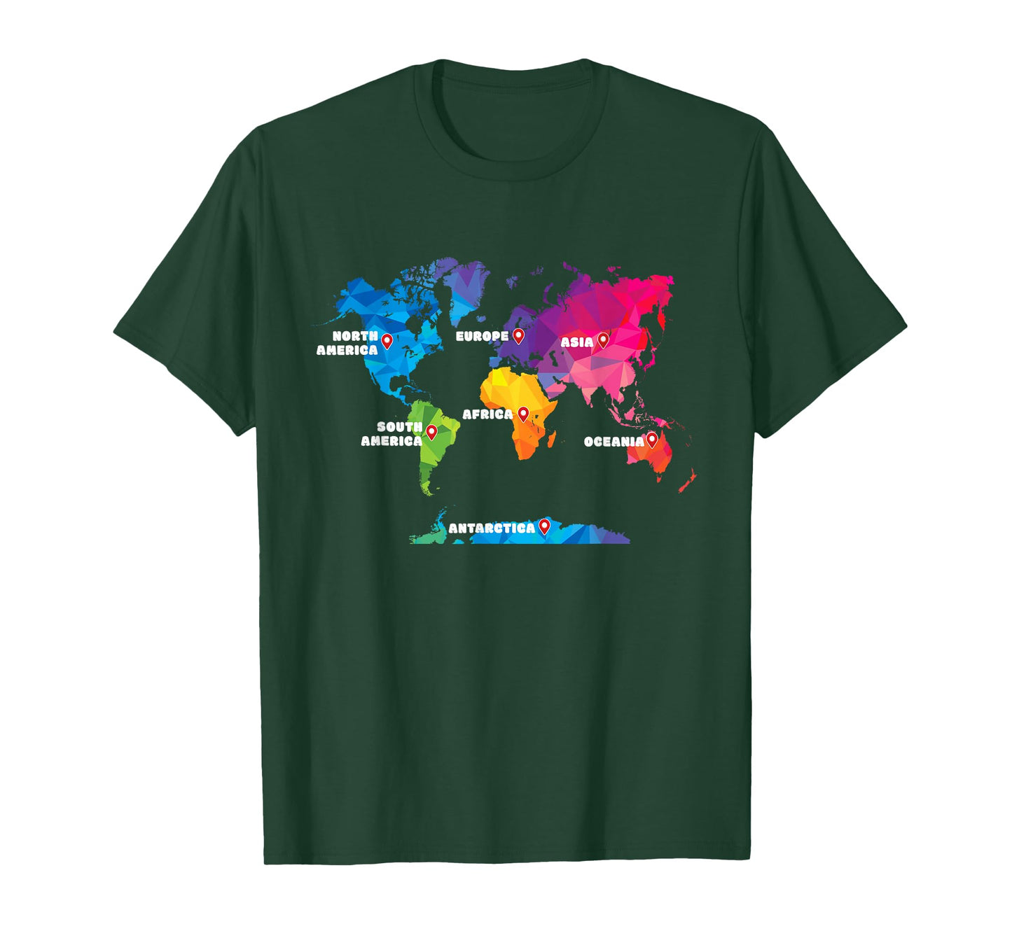 Colorful Map Earth Countries Continent Geography World Map T-Shirt