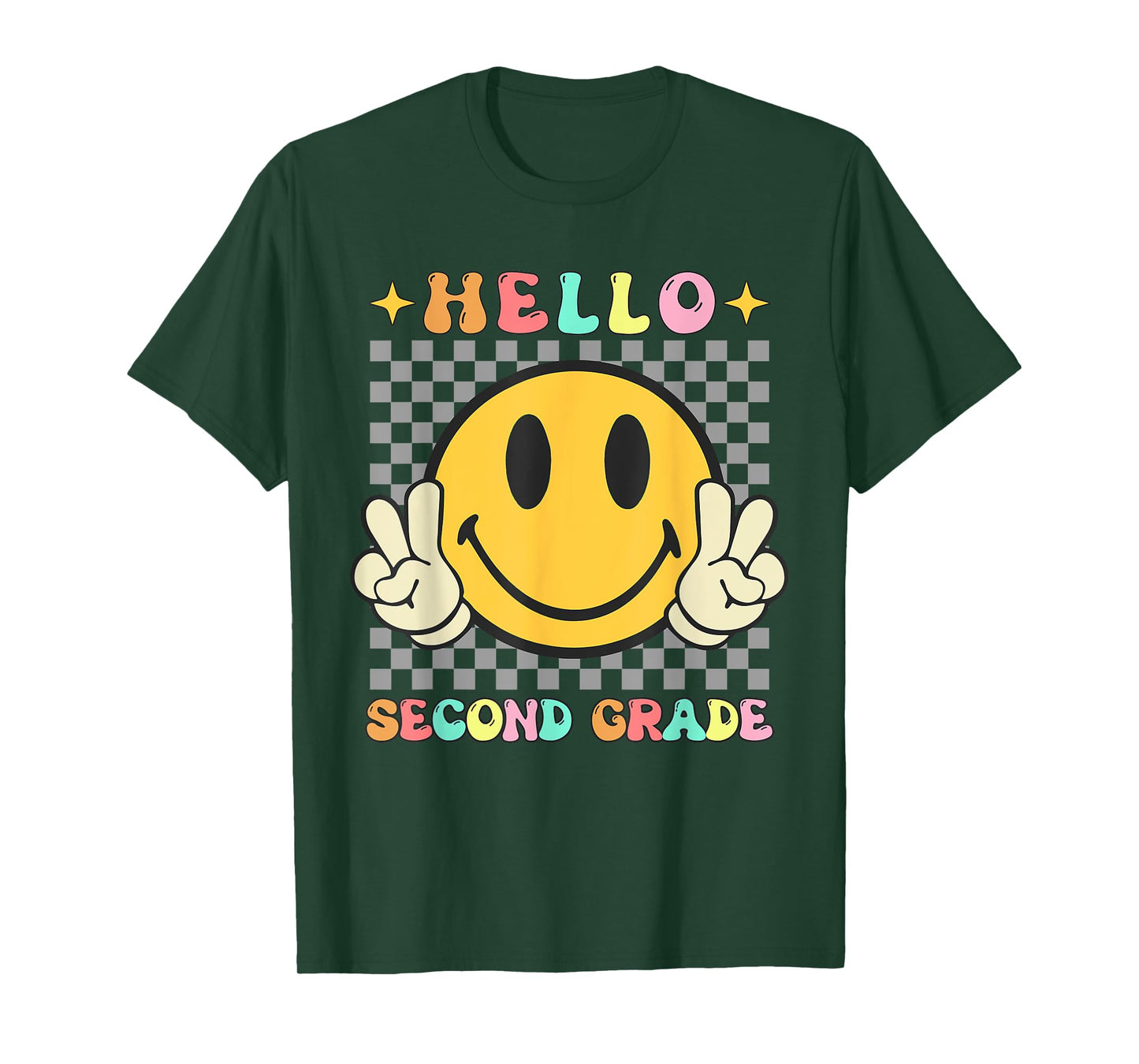 Retro Groovy 2nd Grade Back to School Hello Second Grade T-Shirt