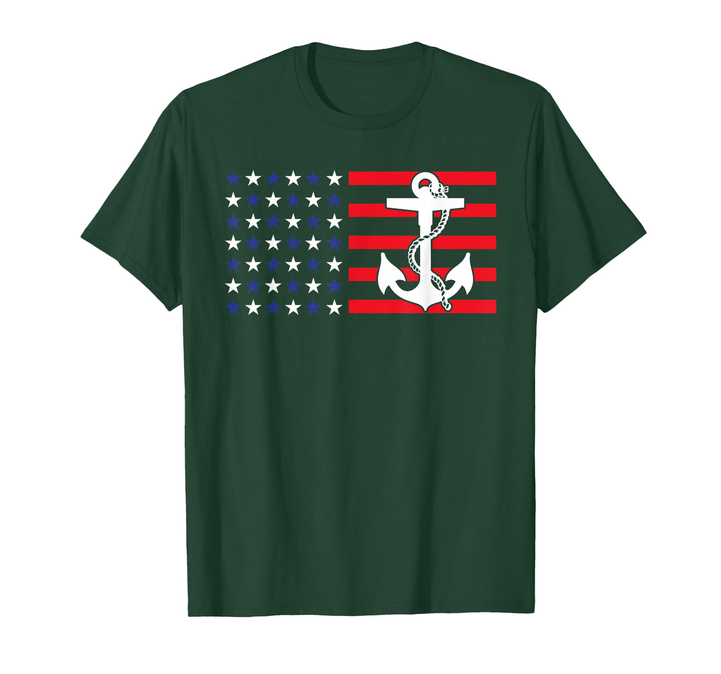 American Flag Anchor Shirt Patriotic Military July Navy USA T-Shirt