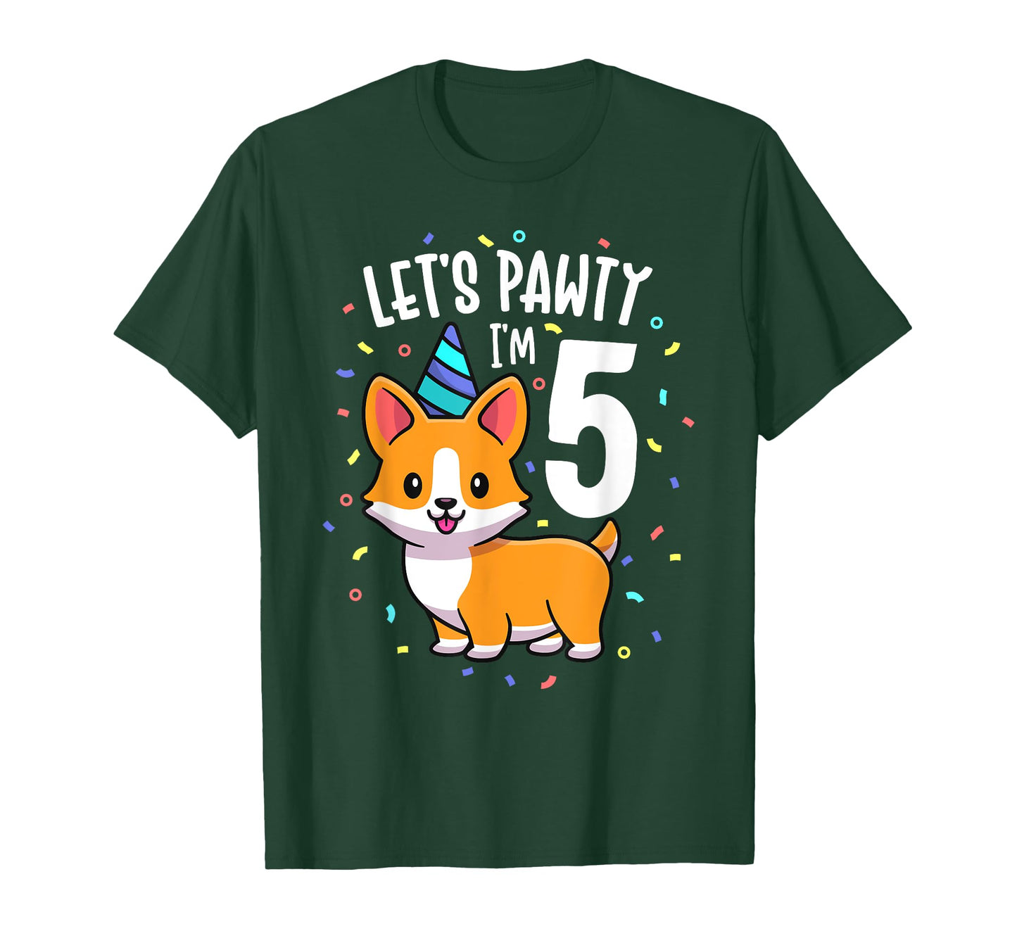 5 Years Old Corgi Dog Lover 5th Birthday Party Outfit Kid T-Shirt
