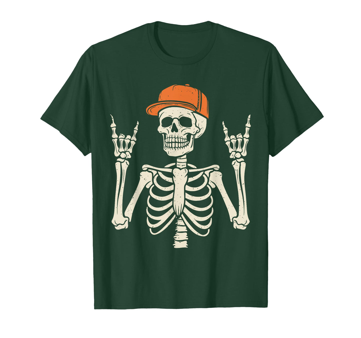 Rocker Skeleton Rock On Hand Halloween Skeleton Men Boys Kid T-Shirt