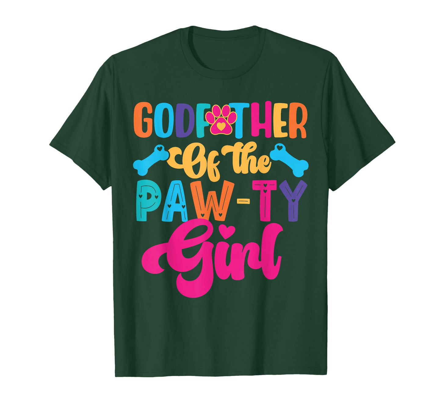 Godfather Of The Birthday Girl Dog Paw Family Matching Party T-Shirt
