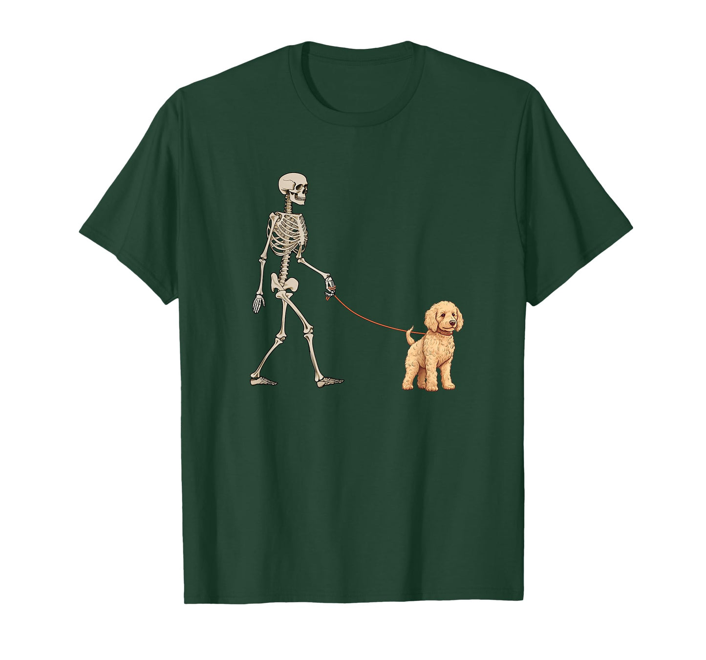 Funny Goldendoodle Skeleton Dog Walking Halloween Dog T-Shirt
