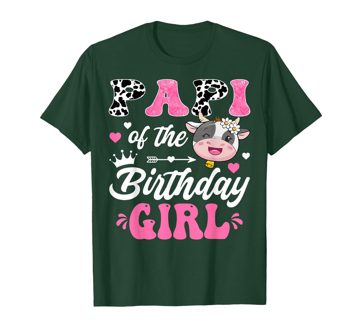 Papi Of The Birthday Girl Cute Cow Farm 1St Birthday T-Shirt