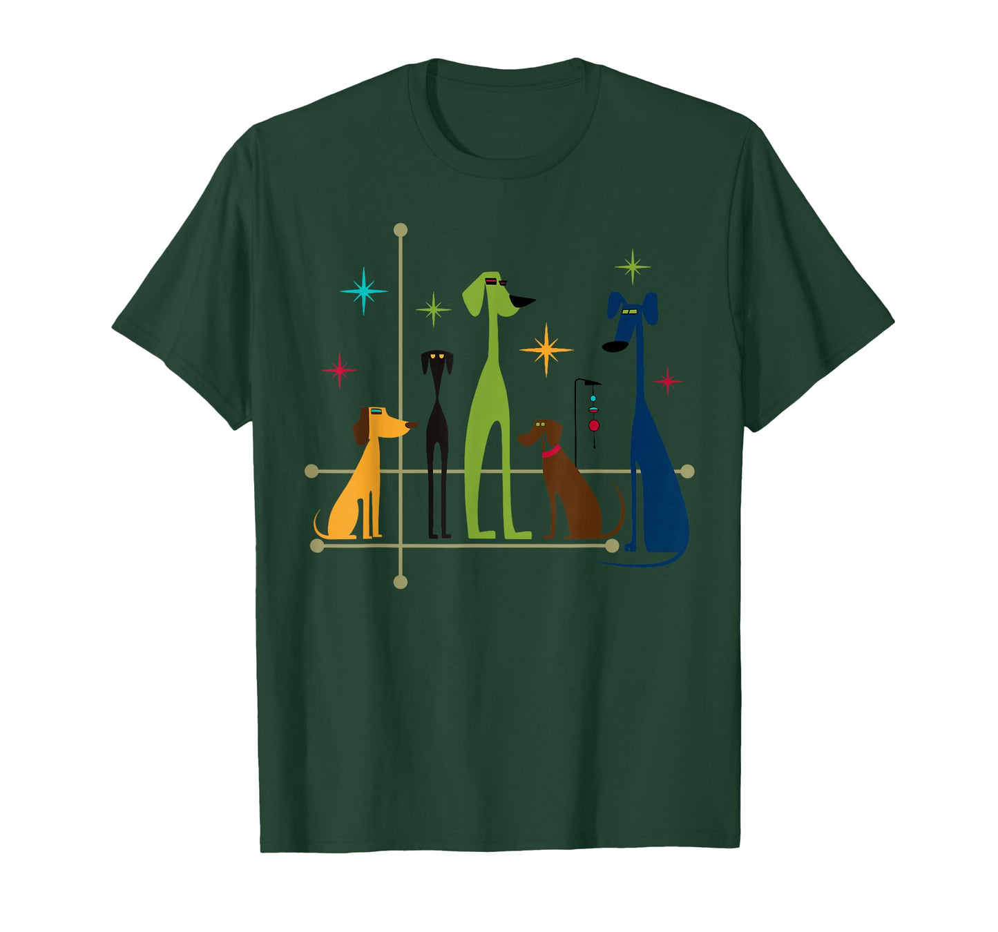 Retro Mid-Century Modern Dogs 50s 60s Style T-Shirt
