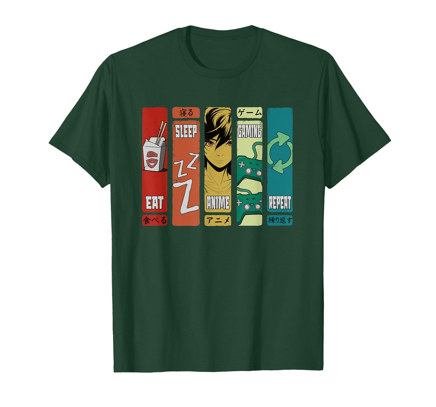 Eat Sleep Anime Gaming Repeat Funny Kawaii Anime Manga T-Shirt