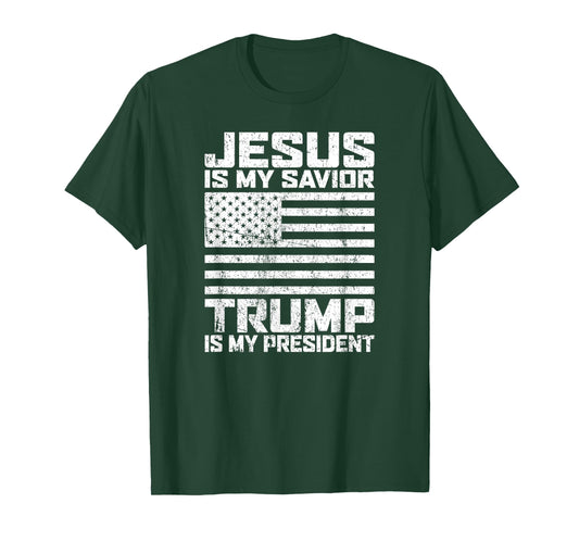 "Jesus is my Savior - Trump is my President" vintage white T-Shirt