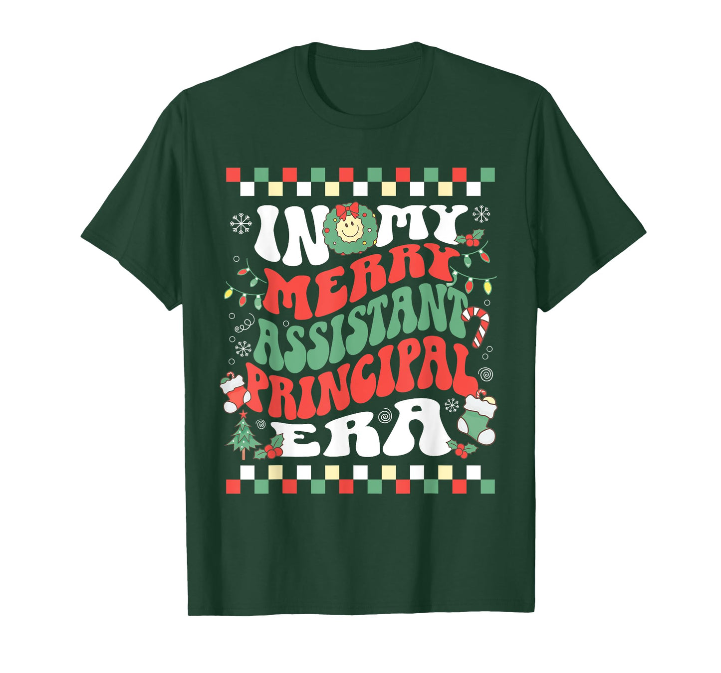 In My Merry Assistant Principal Era Retro Groovy Christmas T-Shirt