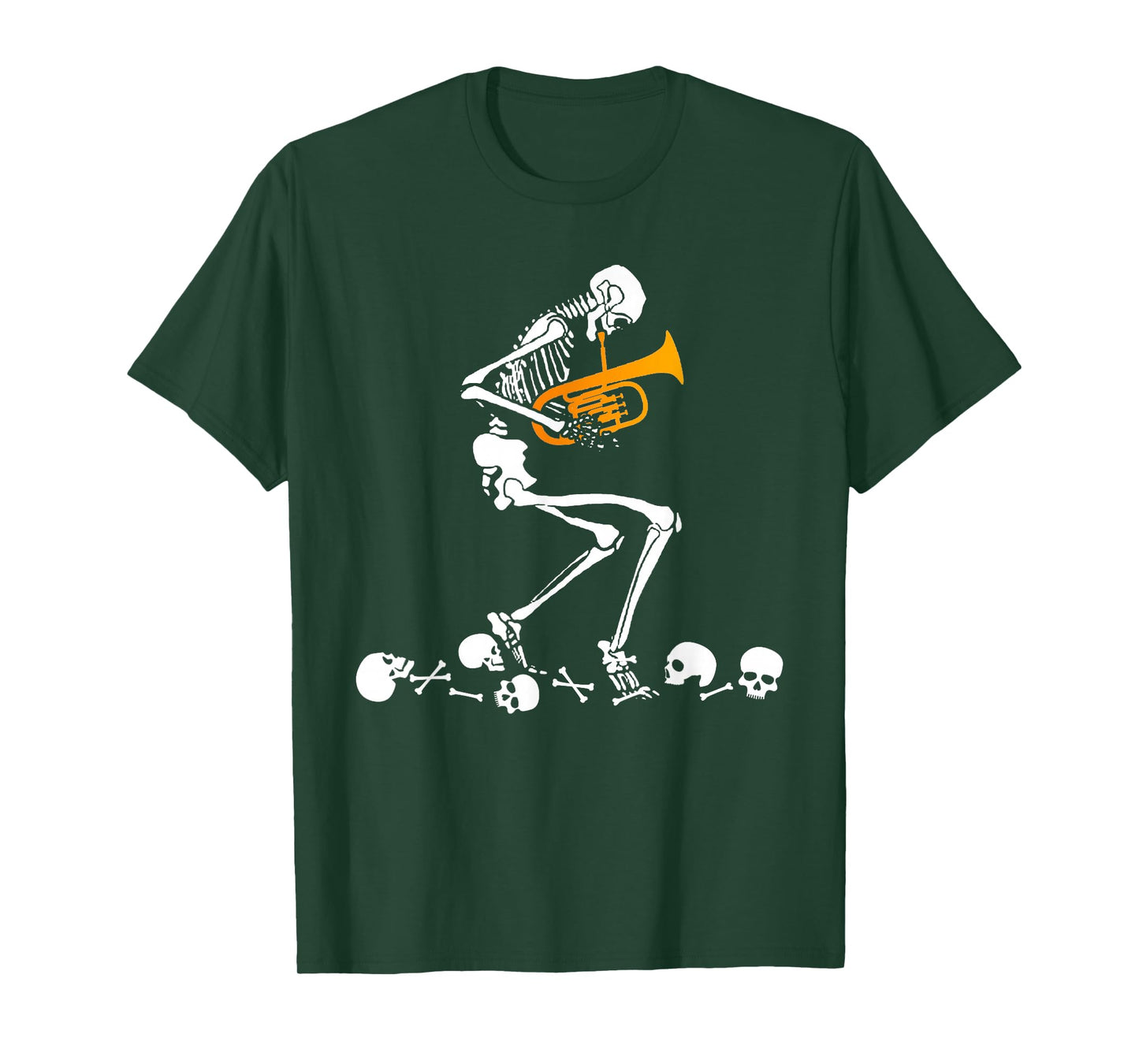 Skeleton Playing Tuba Instruments Musician Halloween T-Shirt