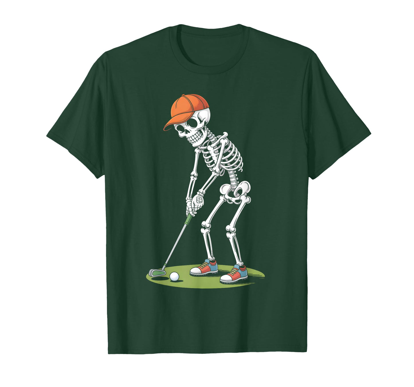 Halloween Golfer Golf Player Skeleton Golf Funny Men Dad T-Shirt