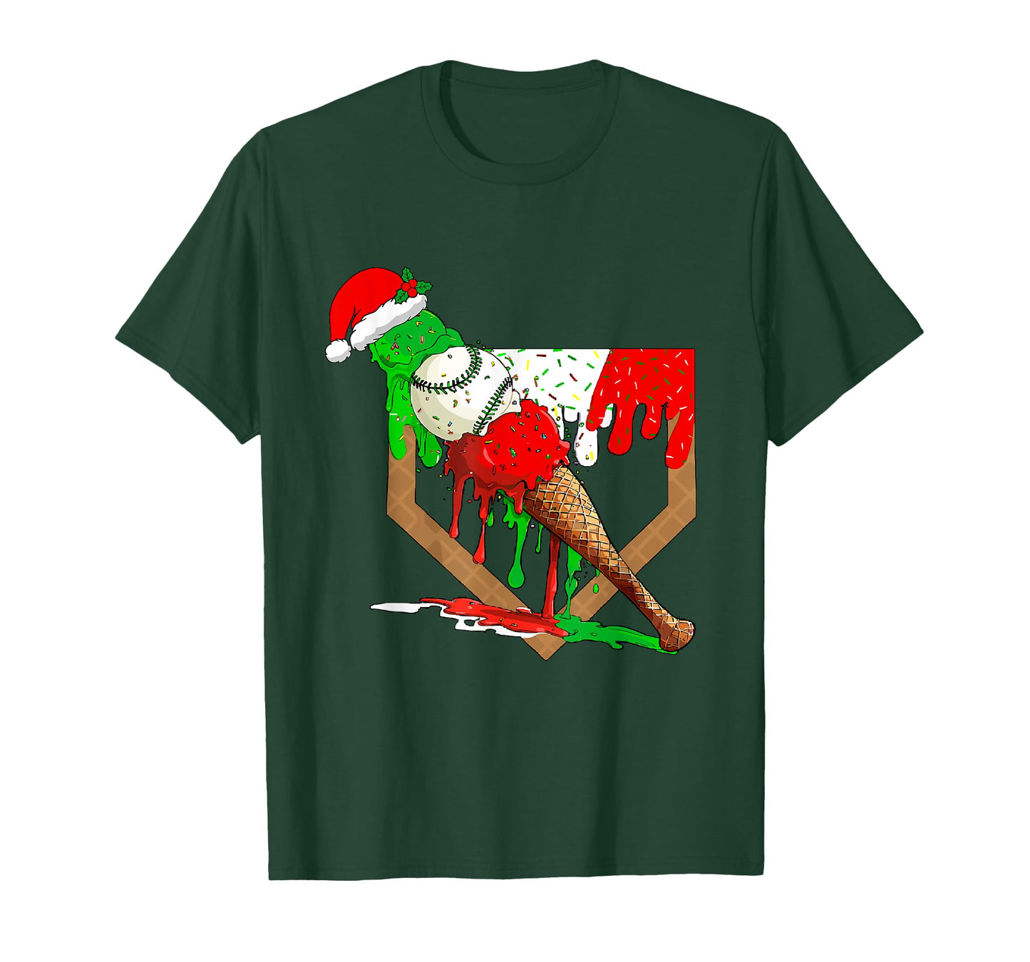 Baseball Xmas Christmas Baseball Ice Cream Drip Boys T-Shirt