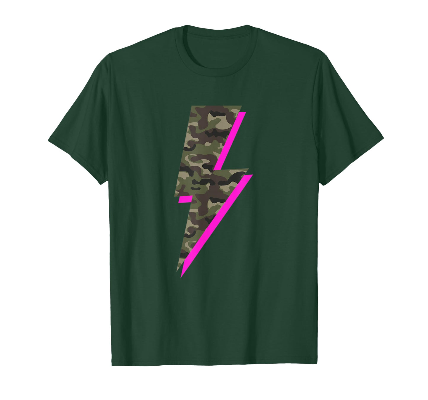 Lightning Bolt Camo Hot Pink Camouflage Graphic Print T-Shirt