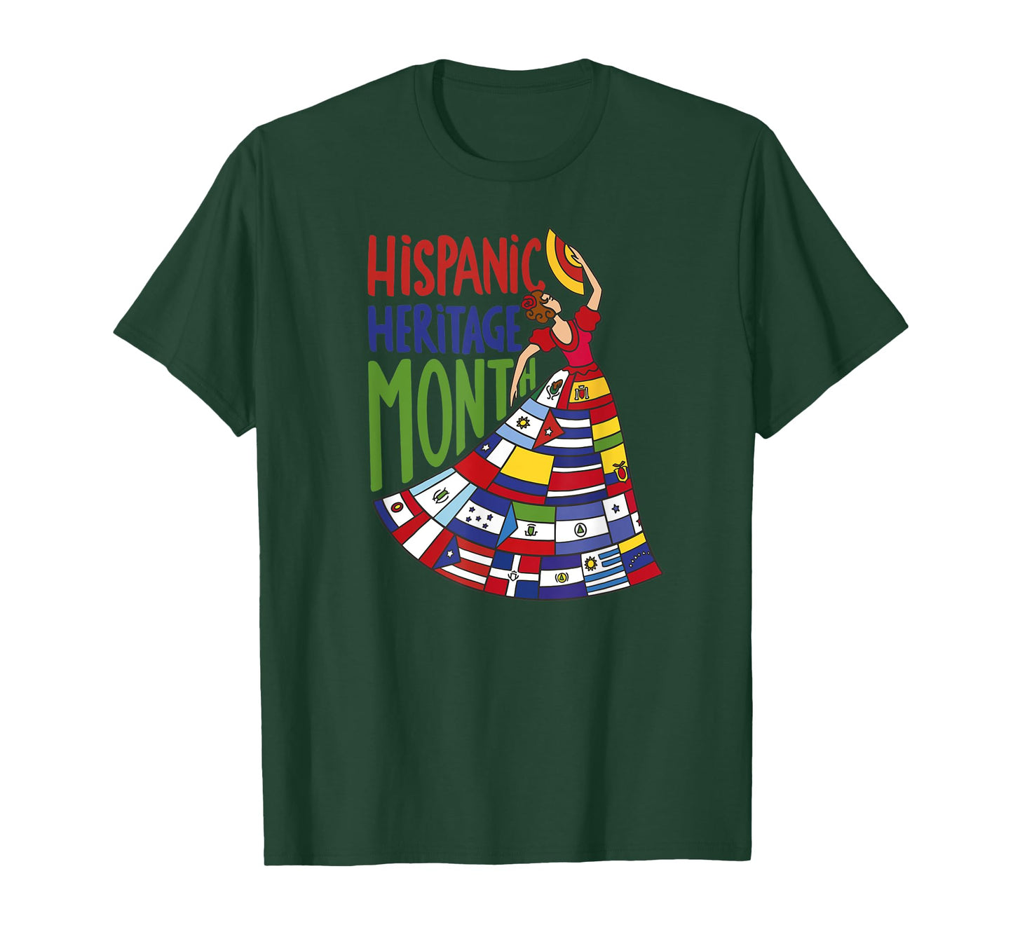 Hispanic Heritage Month Latino Countries Flags Flamenco T-Shirt