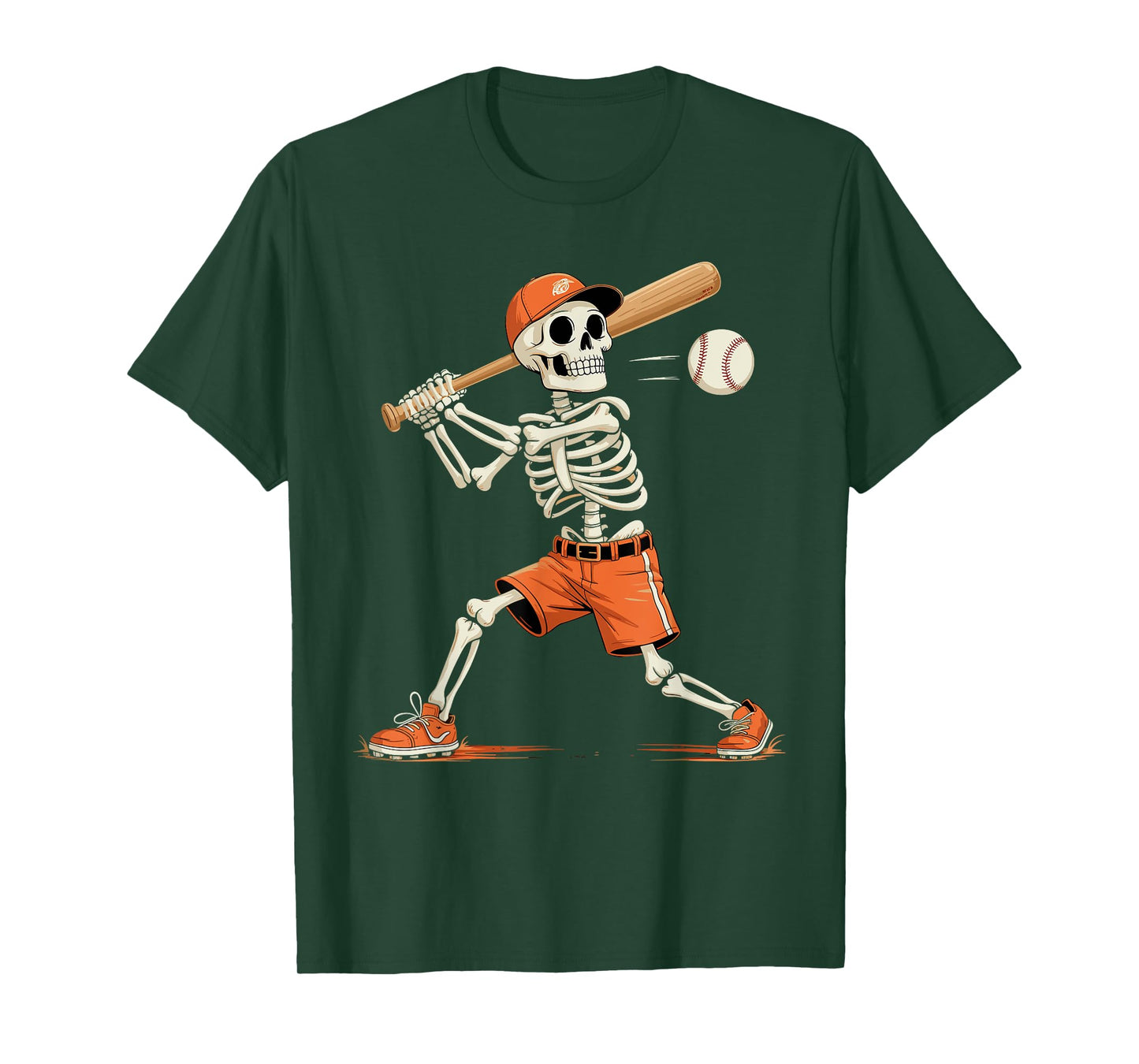 Skeleton Batting Baseball Halloween Funny Spooky Skeleton T-Shirt