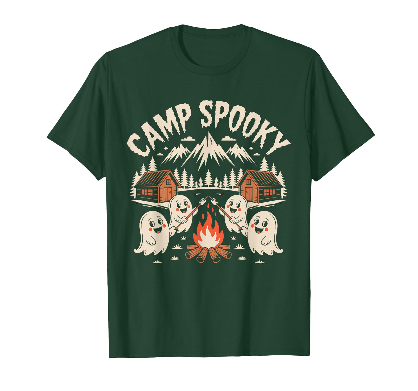 Camp Spooky Halloween Camping Hiking Men Women Kids T-Shirt