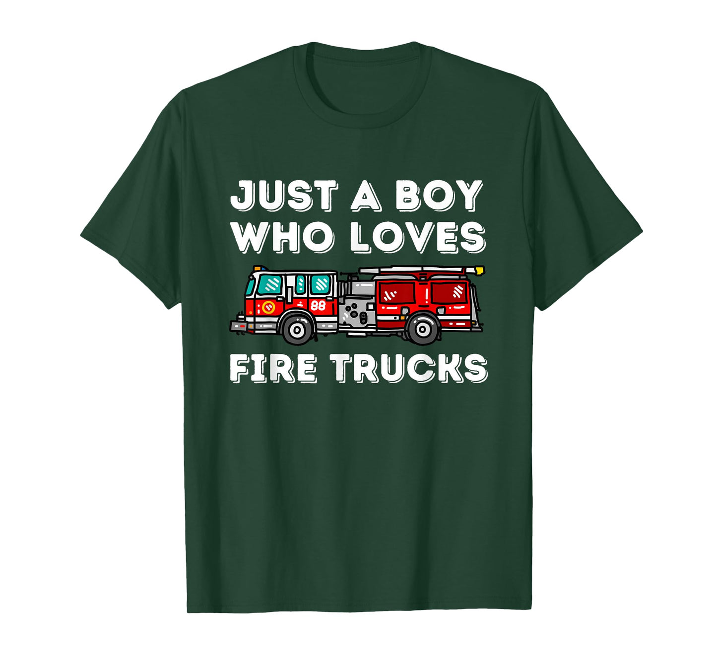 Just A Boy Who Loves Fire Trucks Future Firefighter Fireman T-Shirt