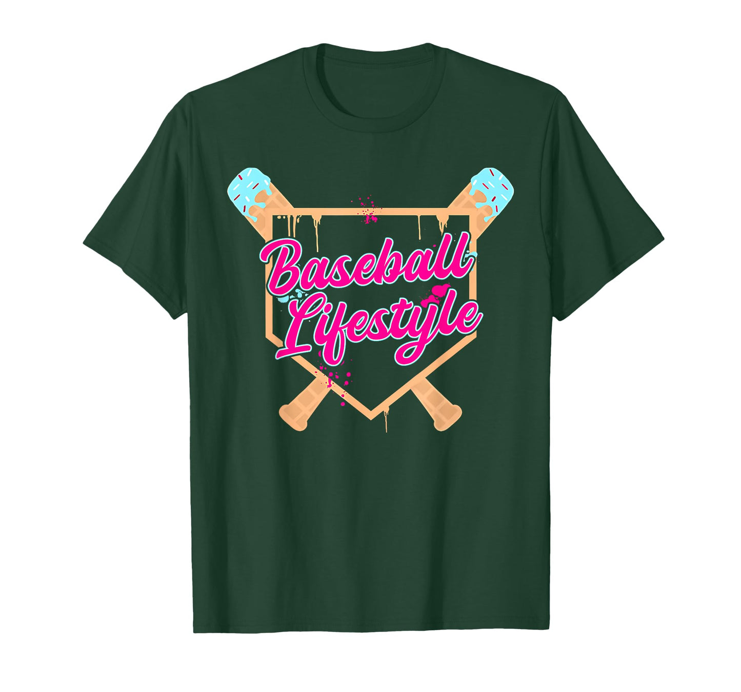 Baseball Lifestyle Home Plate Ice Cream Drip Men Boys Youth T-Shirt
