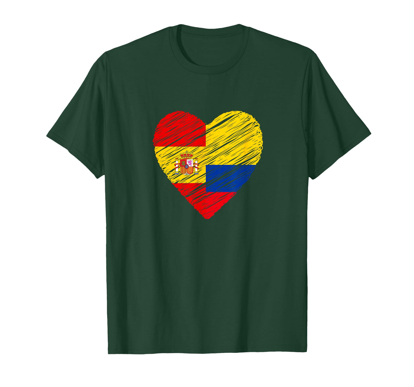 Colombia Spain Heart Spanish Flag Colombian Flag Love Heart T-Shirt
