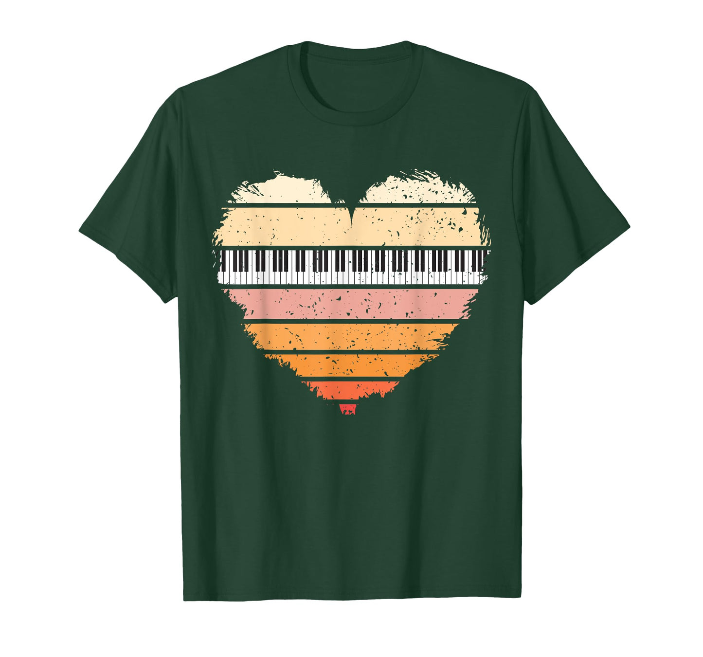Piano Lover Pianist Piano Player Retro Sunset Heart Musician T-Shirt