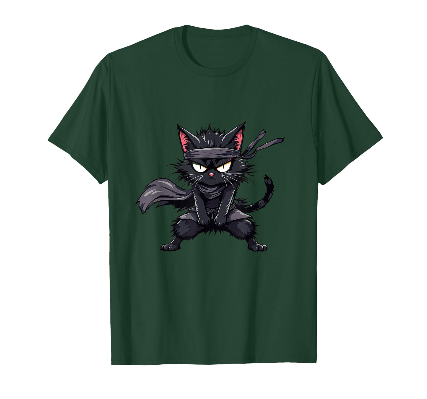 Ninja Cat Japanese Samurai Cat Cool Anime Kawaii Catzilla T-Shirt for Men Women Kids