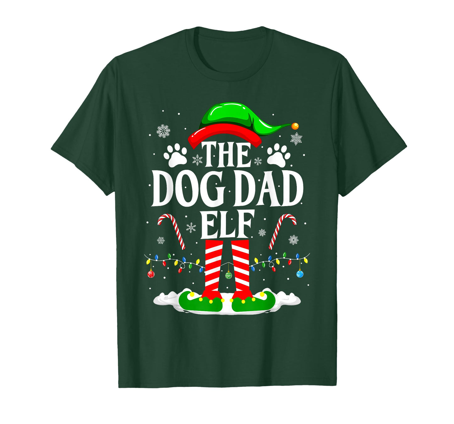 The Dog Dad Elf Xmas Funny Dogs lover Christmas Dog Dad T-Shirt