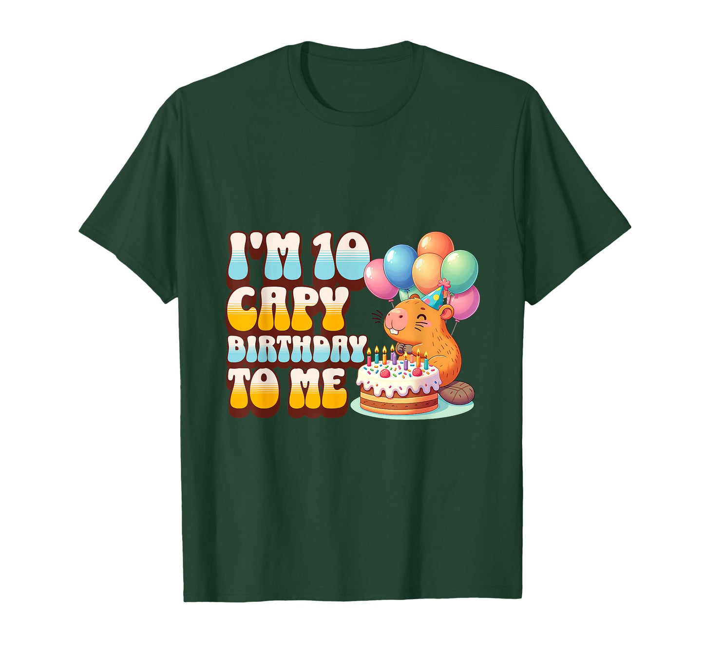 I'm 10 Capy Birthday To Me 10th Capybara Bday Party Kids T-Shirt