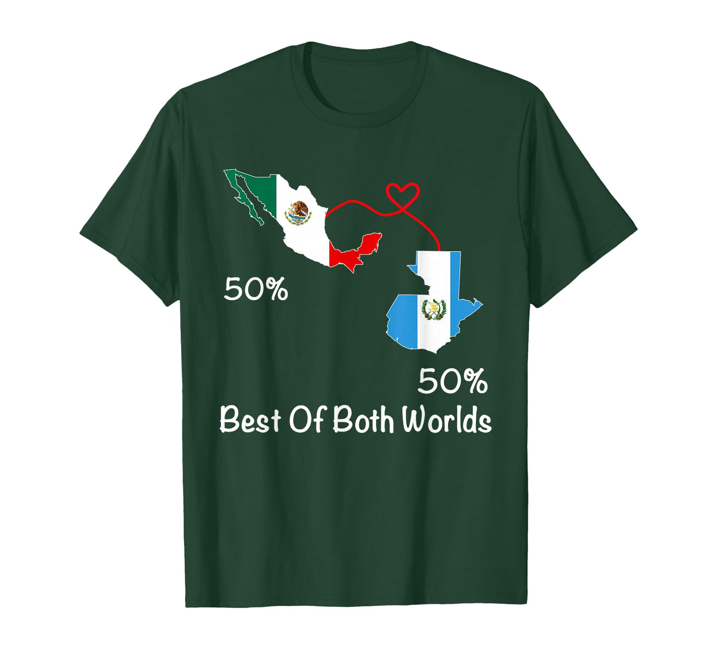 Half Mexican Half Guatemalan Flag Map Mexico Guatemala T-Shirt