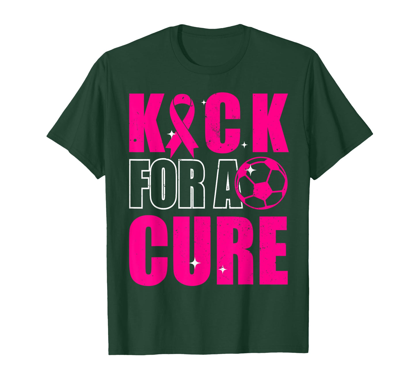 Kick For a Cure Breast Cancer Awareness Pink Ribbon Soccer T-Shirt
