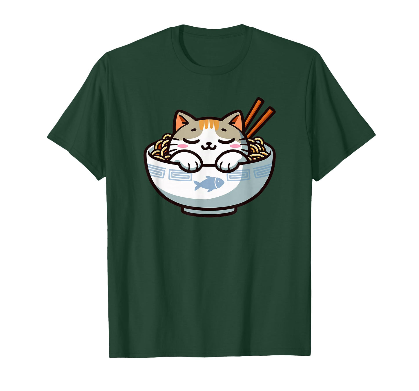 Cute Anime Merch Cat Design Japanese Ramen Noodle Clothes- T-Shirt