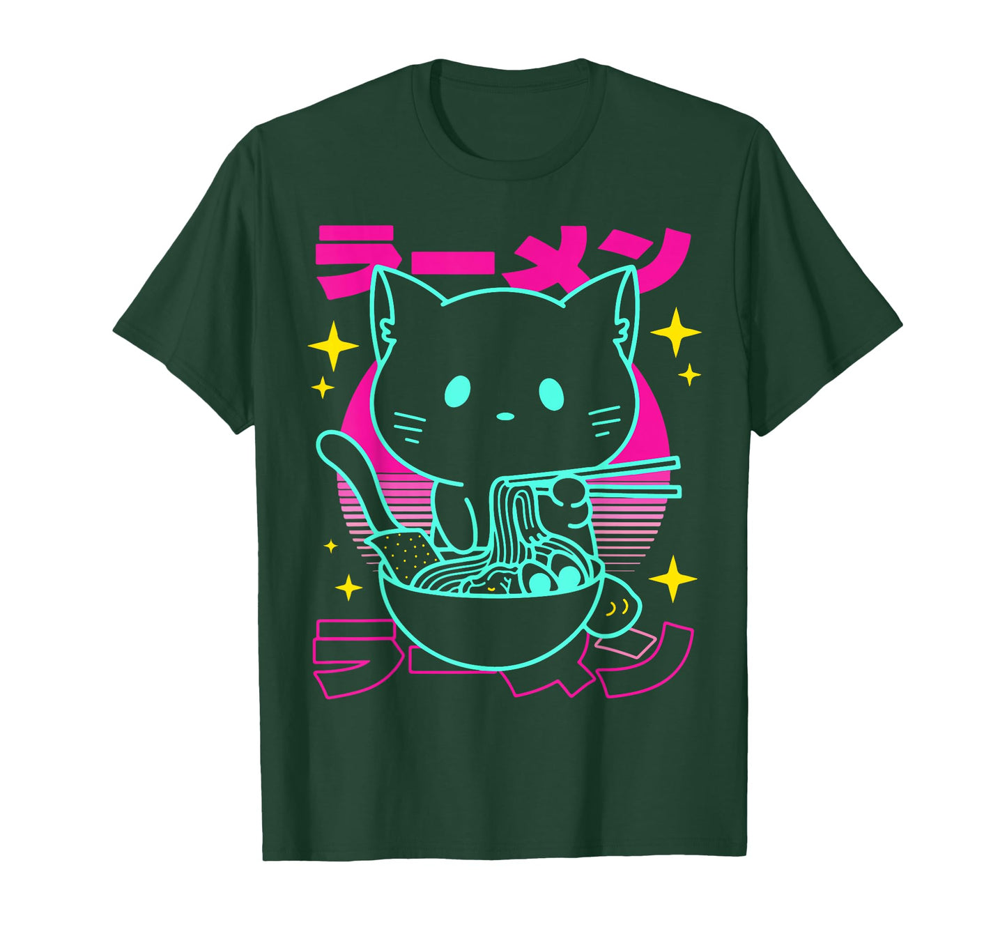 Anime Ramen Cat Retro Japanese Noodles Aesthetic Kawaii cat T-Shirt