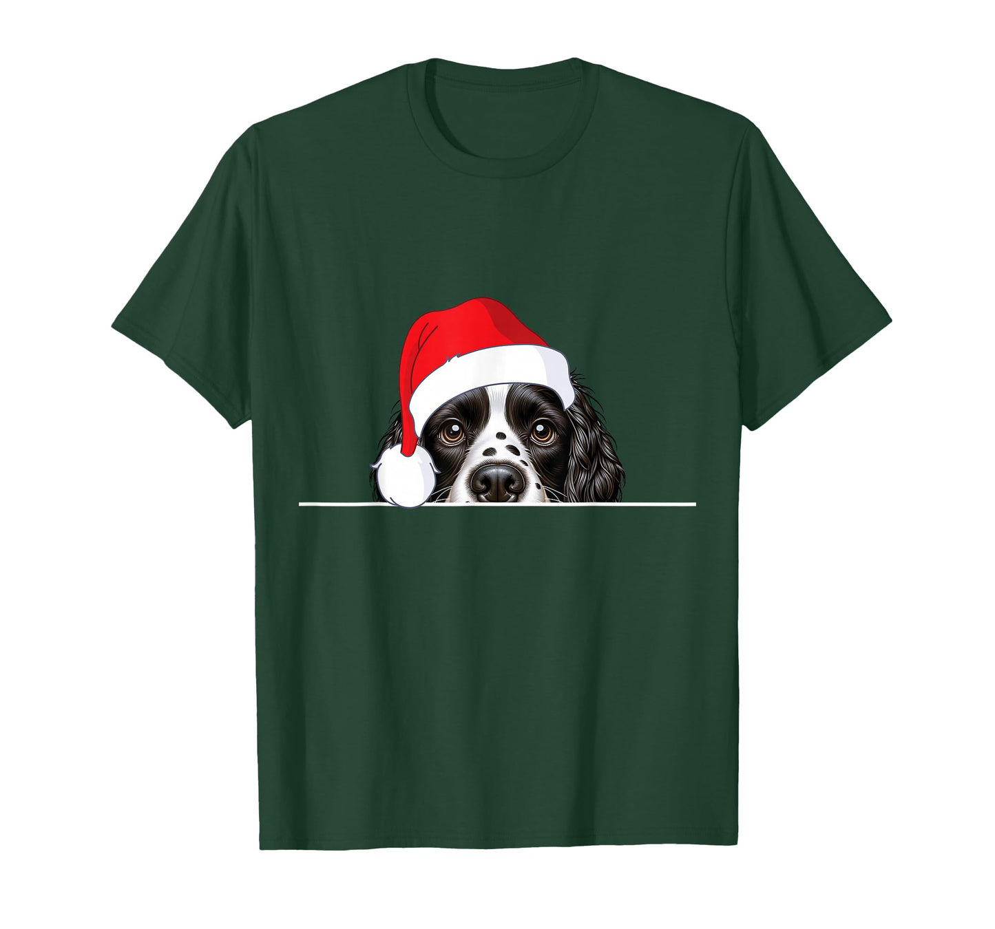 English Springer Spaniel Dog Lover Funny Santa Hat Christmas T-Shirt