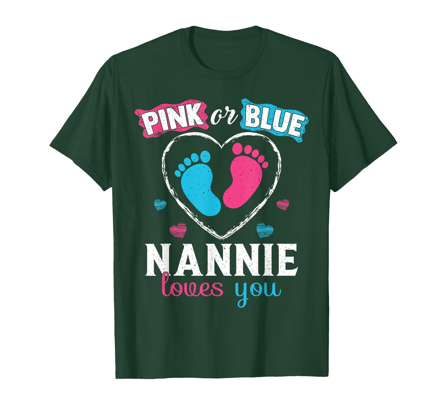 Pink Or Blue Nannie Loves You Baby Gender Reveal Nannie T-Shirt