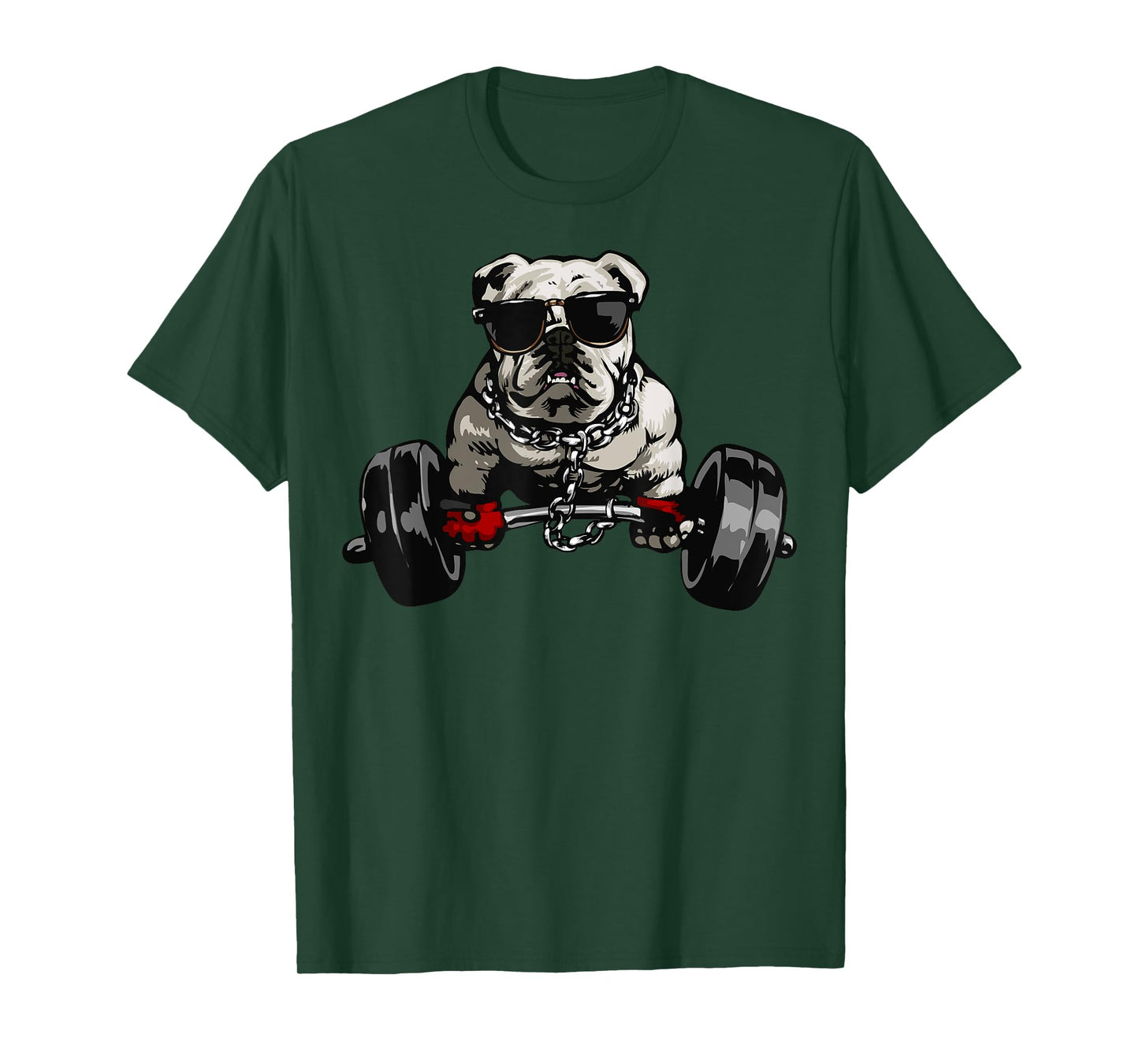 Muscle Bulldog Dog Deadlifting Gym Tee Weightlifting Workout T-Shirt for Men Women