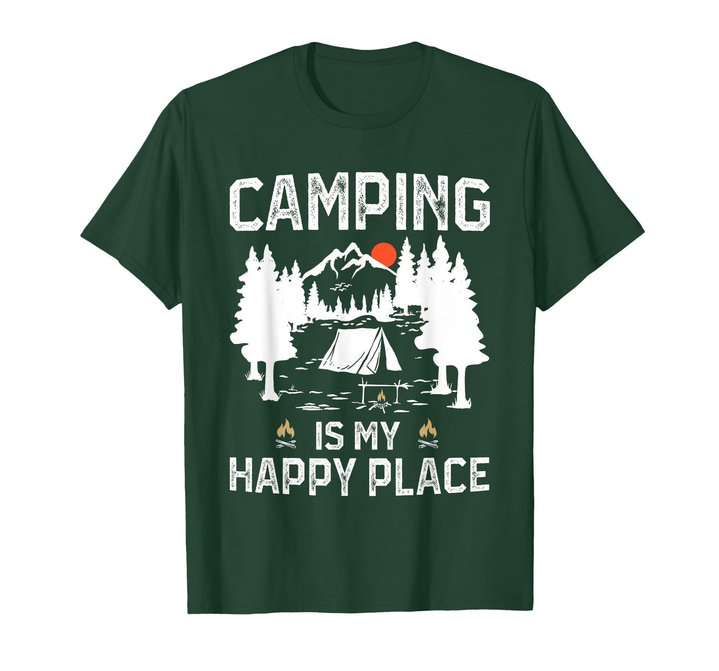 Camping Is My Happy Place Funny Camper Forest Camp Camping T-Shirt