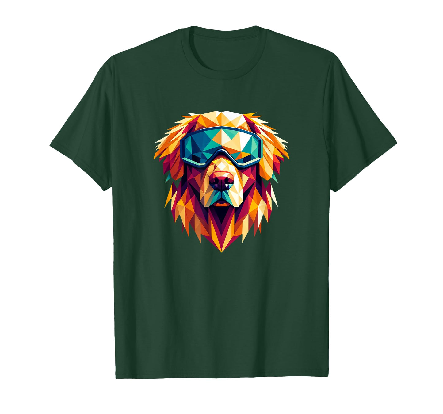 Golden Retriever Dog Wearing Ski Snowboard Goggles Geometric T-Shirt