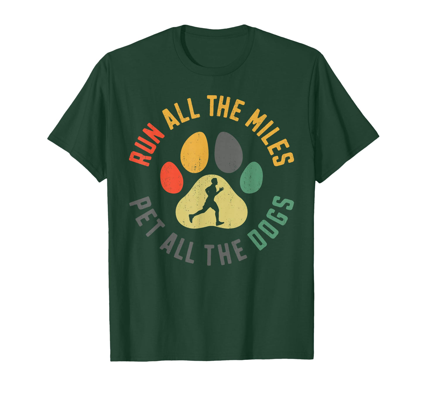 Running Runner Half Marathon Dog Vintage Run All The Miles T-Shirt