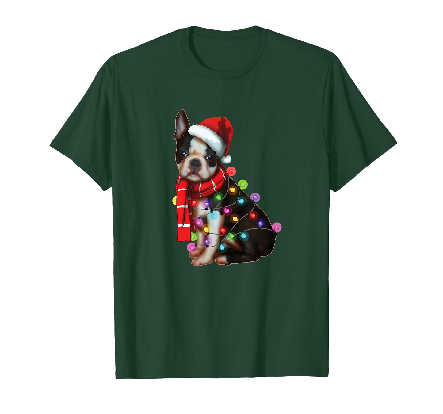 Christmas Santa Dog, Boston Terrier, Dog Lovers, Xmas T-Shirt