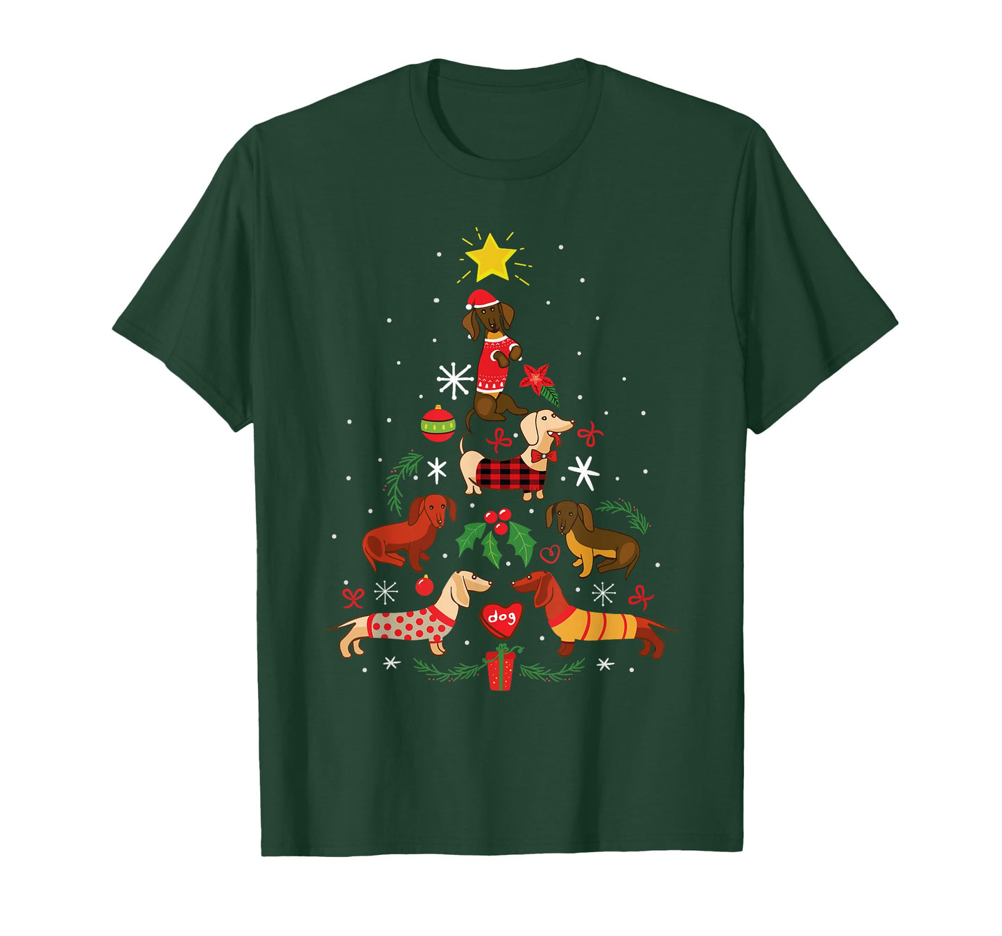 Funny Dachshund Christmas Tree Ornament Decor Gift T-Shirt