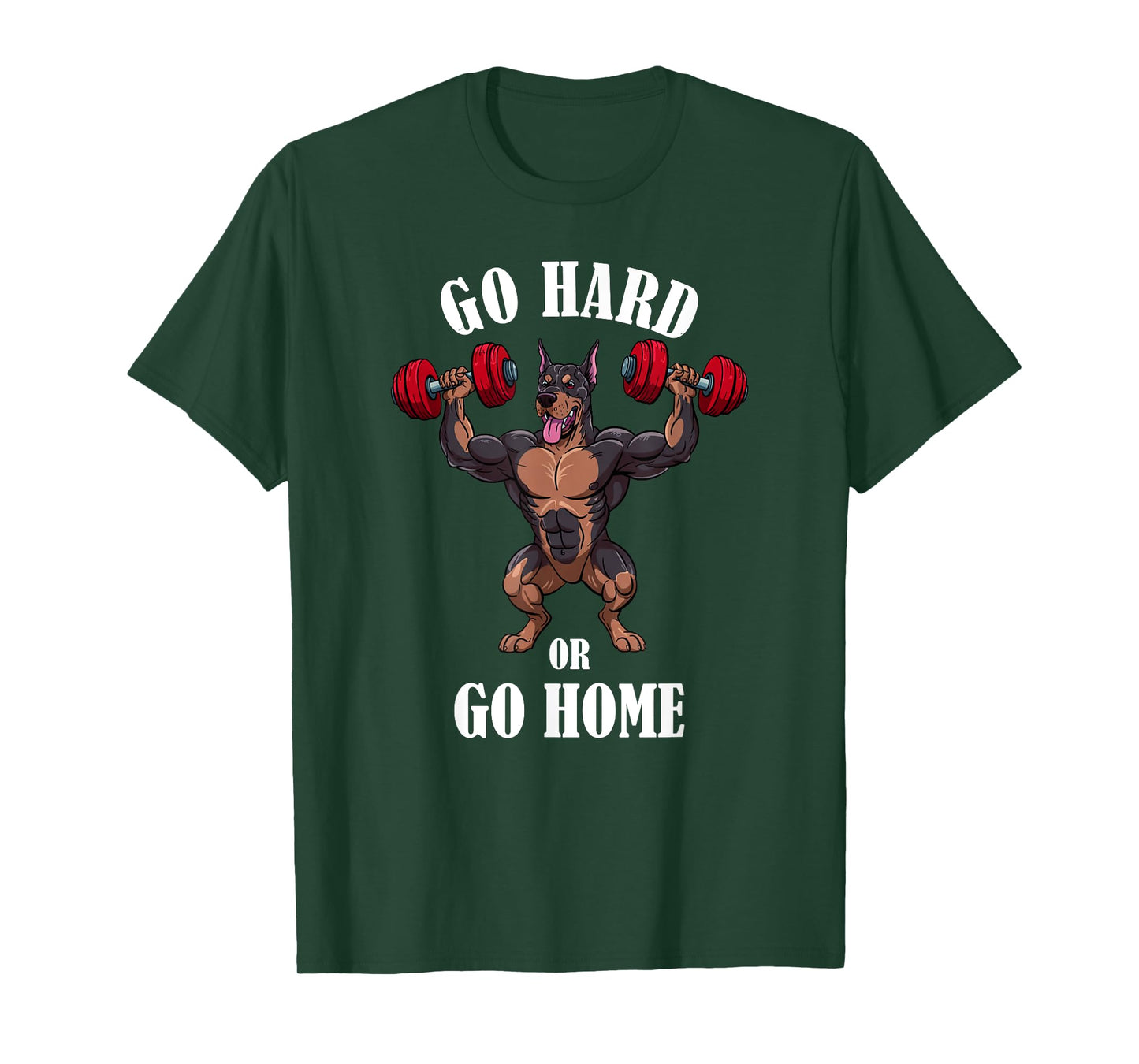 Doberman Pinscher Workout Dumbbells Weightlifting Funny Gym T-Shirt