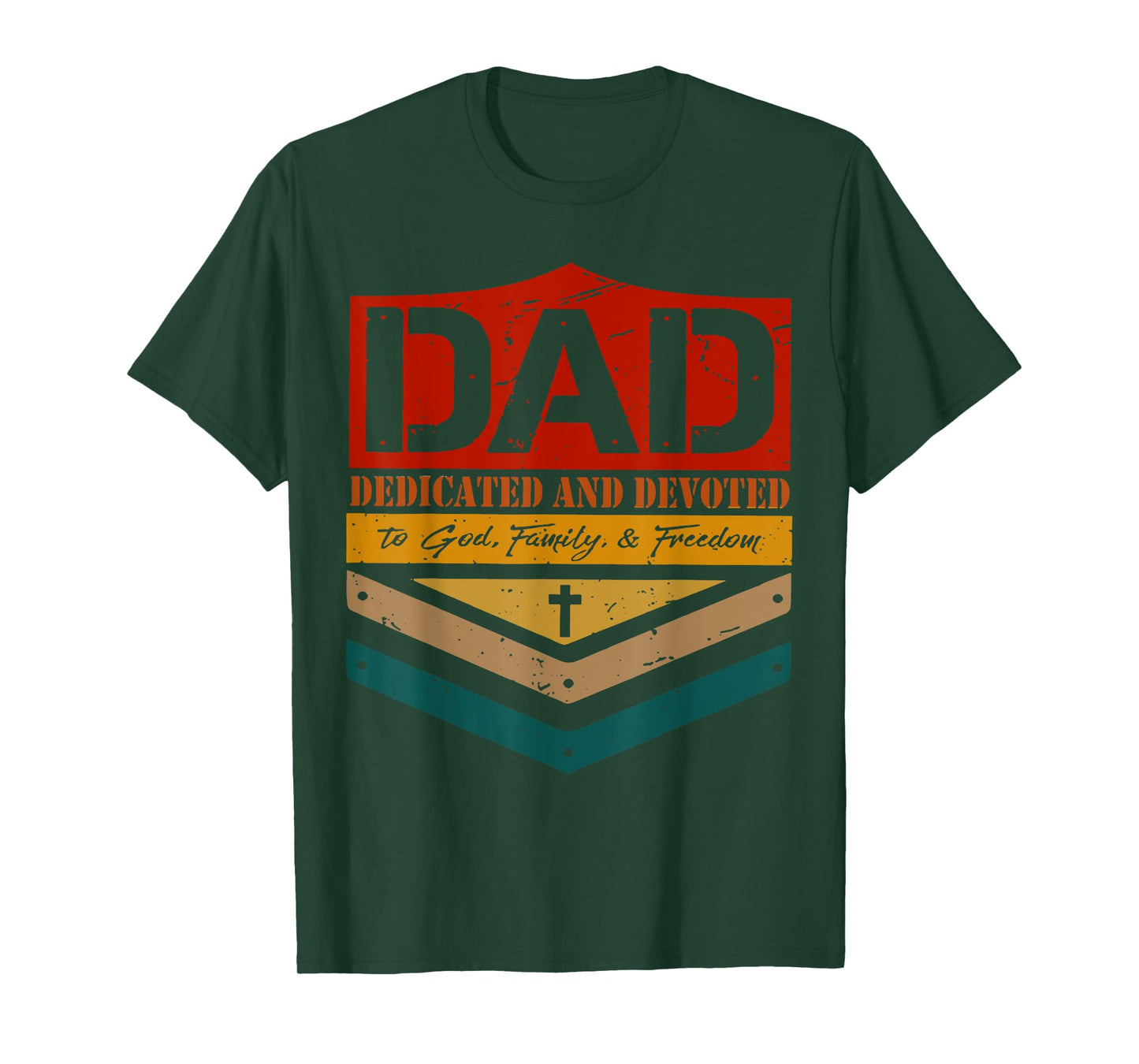 Vintage Dad Dedicated & Devoted Happy Fathers Day Christian T-Shirt