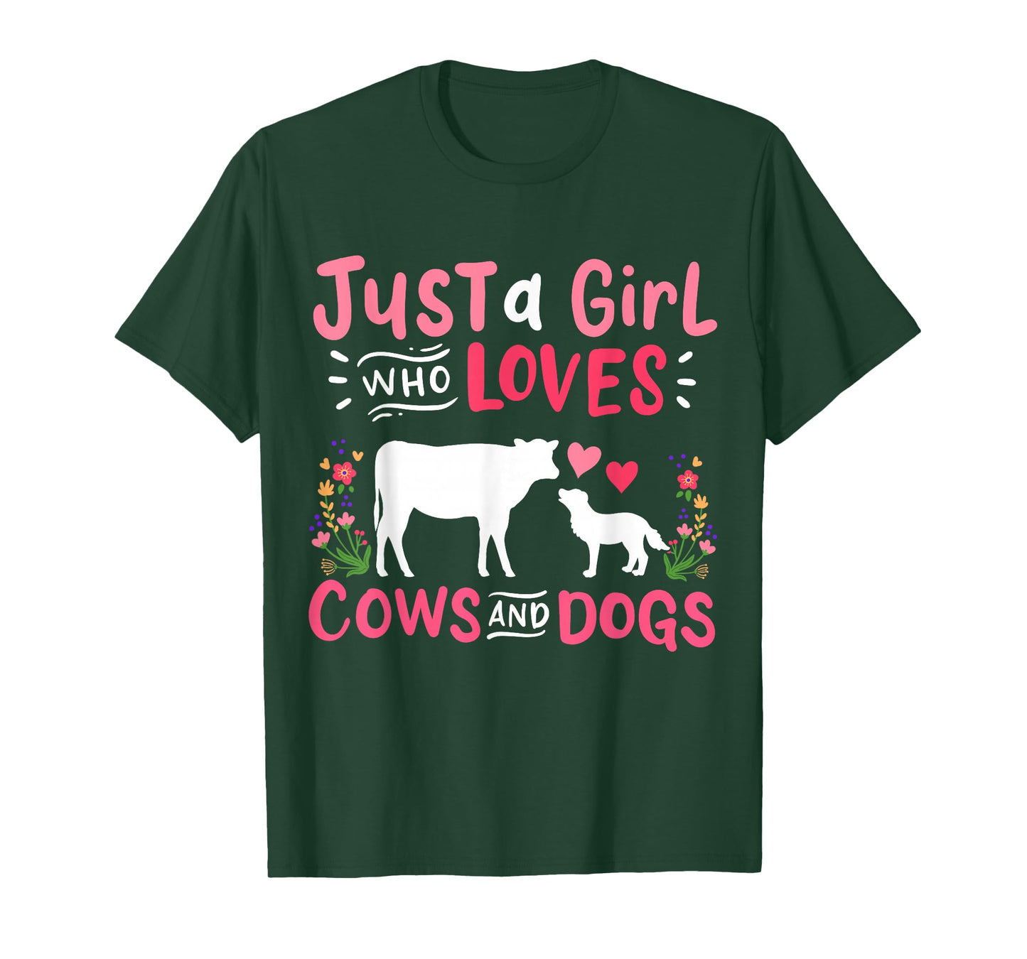 Cow Lover Gift Just a Girl Who Loves Cows and Dogs Farmer T-Shirt