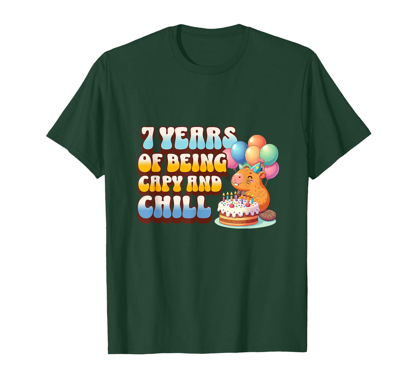 7 Years Capy Bday Cute Capybara 7th Kids Birthday Party T-Shirt