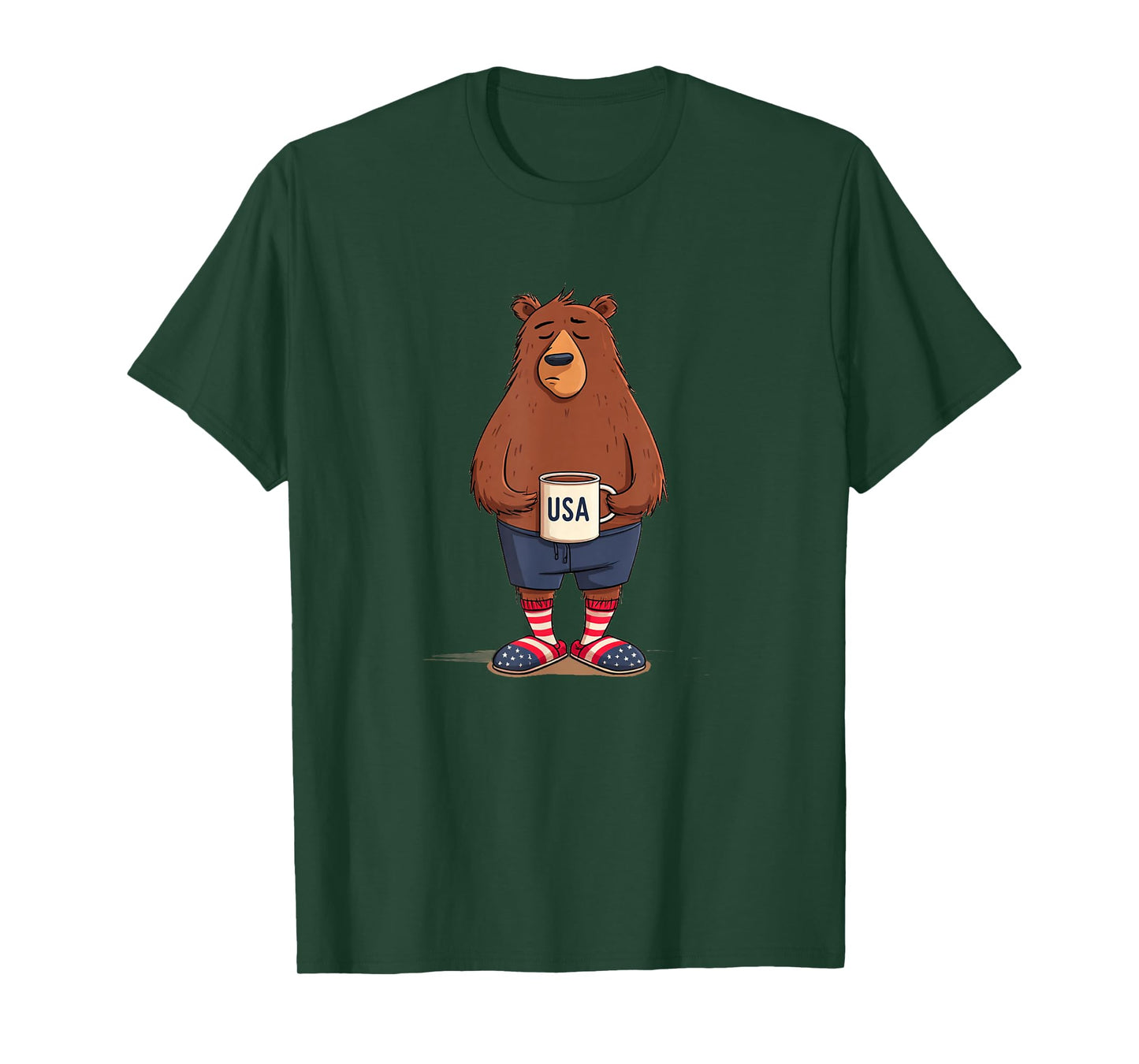 Funny Sleepy Bear in US Colors Costume T-Shirt