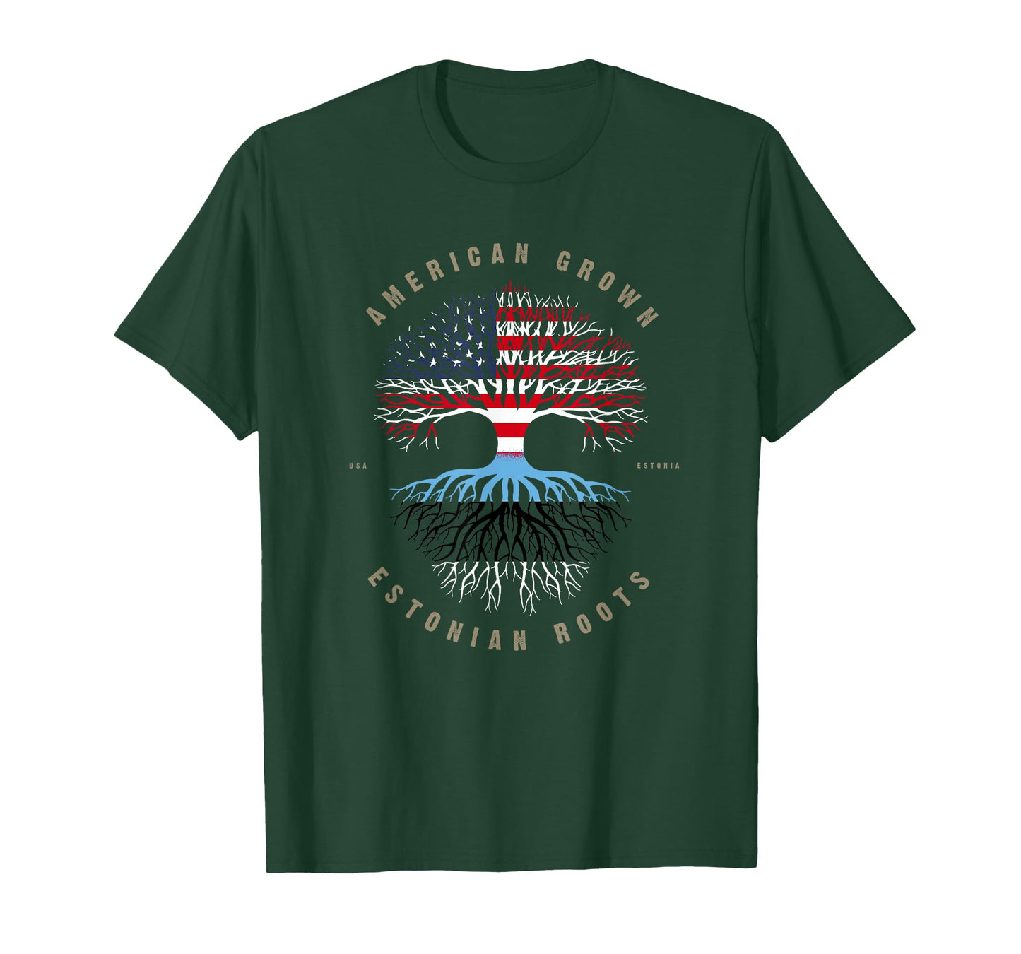 American Grown Estonian Roots Estonia Flag T-Shirt